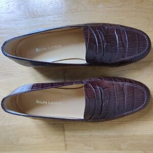 Ralph Lauren Leather Loafers Size 8, Dark Maroon